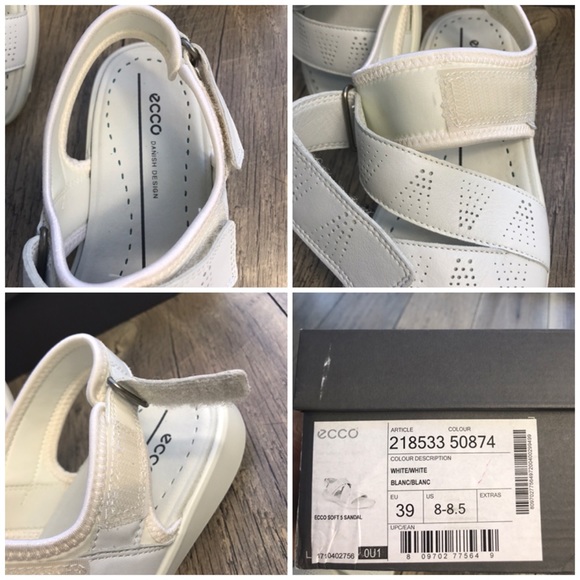 NWT ECCO Soft 5 Cross Strap Sandal White W AUTHENT - Picture 8 of 8